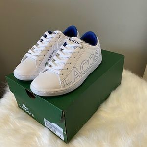 Brand New in Box Lacoste Carnaby EVO 219 Kids Shoe Size 1 (Blue/White)